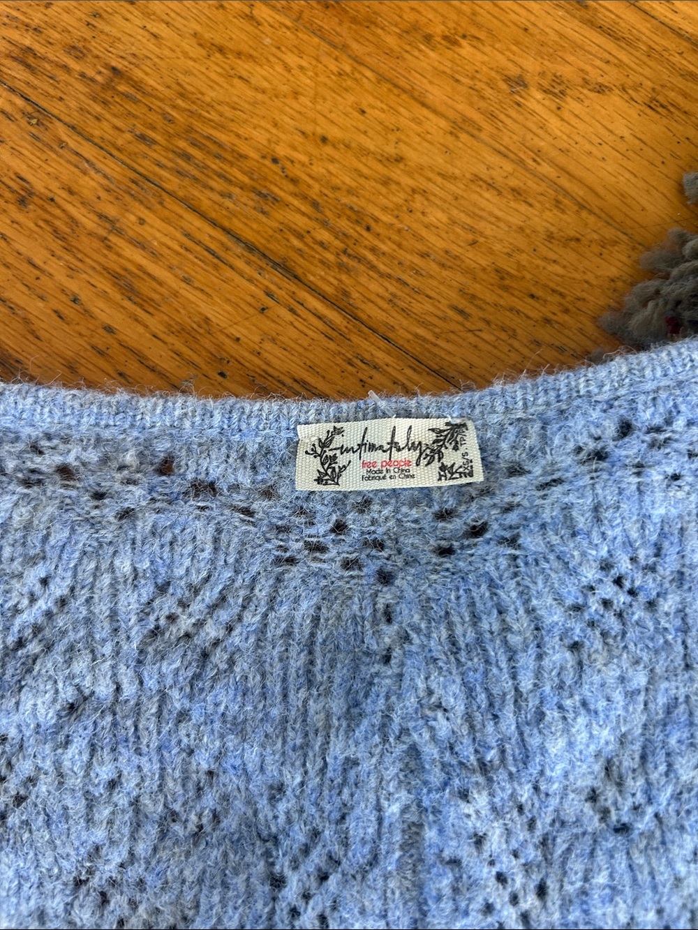 Intimately Free People C.O.Z.Y. Pointelle Light Blue Oversized Knit Sweater XS/S - Picture 8 of 11